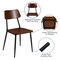 Merrick Lane Manhattan Industrial Style Dining Chair with Wood Back and Seat and Steel Frame - Set of 2